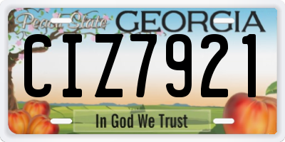GA license plate CIZ7921