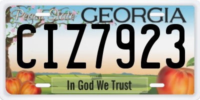 GA license plate CIZ7923