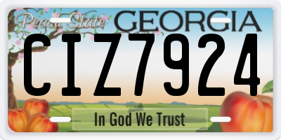 GA license plate CIZ7924