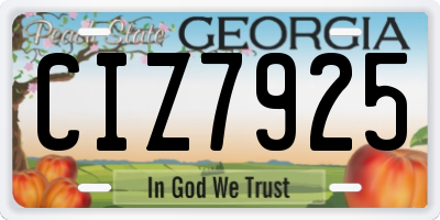 GA license plate CIZ7925