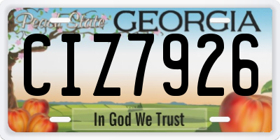 GA license plate CIZ7926