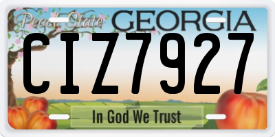 GA license plate CIZ7927