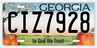 GA license plate CIZ7928