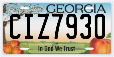 GA license plate CIZ7930