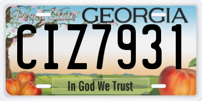 GA license plate CIZ7931