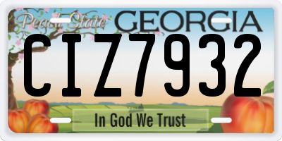 GA license plate CIZ7932