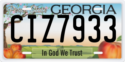 GA license plate CIZ7933