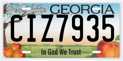 GA license plate CIZ7935