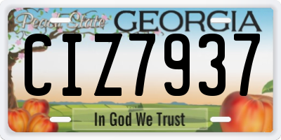 GA license plate CIZ7937
