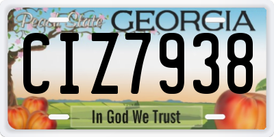 GA license plate CIZ7938