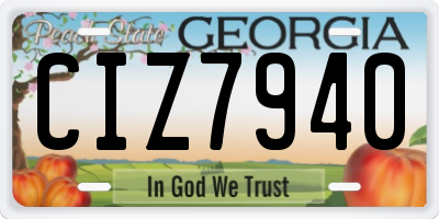GA license plate CIZ7940