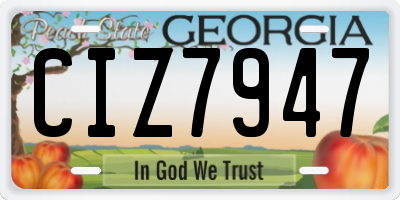 GA license plate CIZ7947