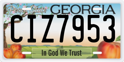 GA license plate CIZ7953