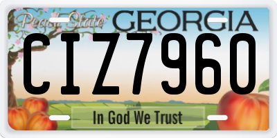 GA license plate CIZ7960