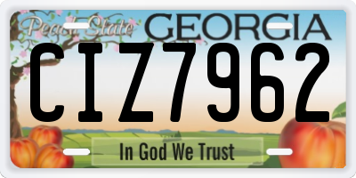 GA license plate CIZ7962