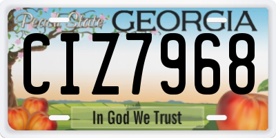 GA license plate CIZ7968