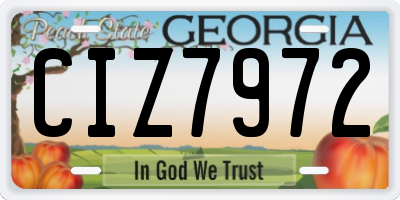 GA license plate CIZ7972