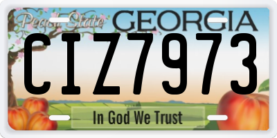 GA license plate CIZ7973