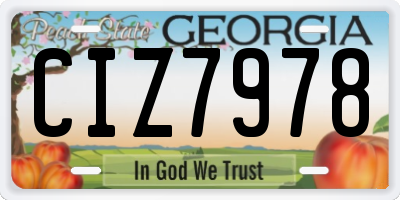 GA license plate CIZ7978