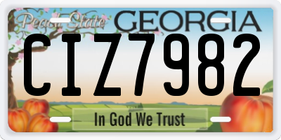 GA license plate CIZ7982