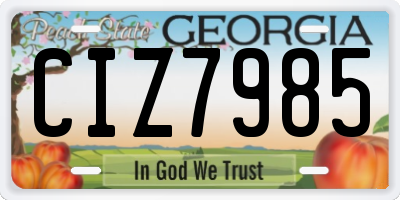 GA license plate CIZ7985