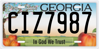 GA license plate CIZ7987