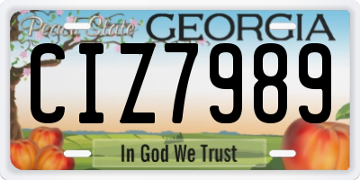 GA license plate CIZ7989