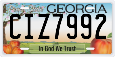 GA license plate CIZ7992