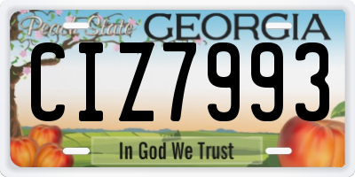 GA license plate CIZ7993