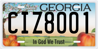GA license plate CIZ8001