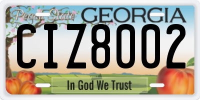 GA license plate CIZ8002