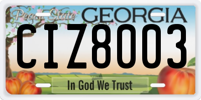 GA license plate CIZ8003