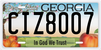 GA license plate CIZ8007