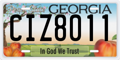 GA license plate CIZ8011