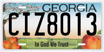 GA license plate CIZ8013