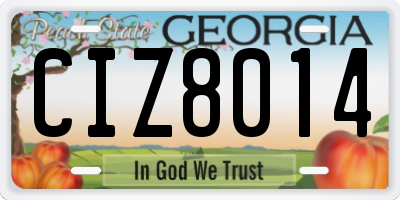 GA license plate CIZ8014