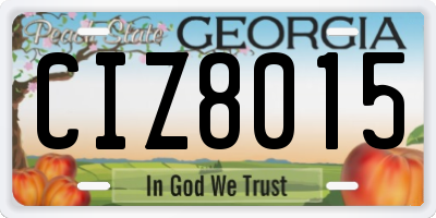 GA license plate CIZ8015