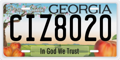 GA license plate CIZ8020