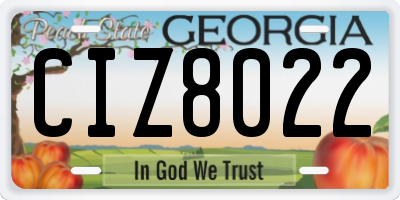 GA license plate CIZ8022