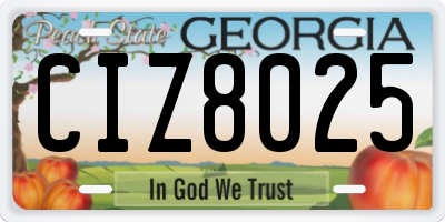 GA license plate CIZ8025