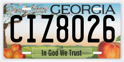 GA license plate CIZ8026