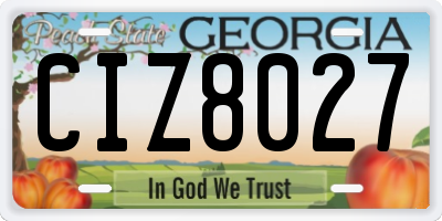 GA license plate CIZ8027