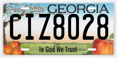 GA license plate CIZ8028