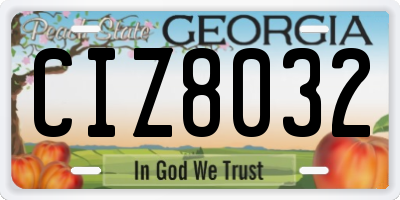 GA license plate CIZ8032