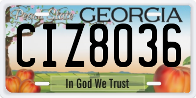 GA license plate CIZ8036