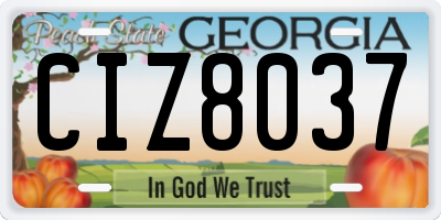 GA license plate CIZ8037