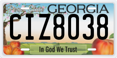 GA license plate CIZ8038