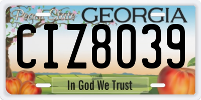 GA license plate CIZ8039
