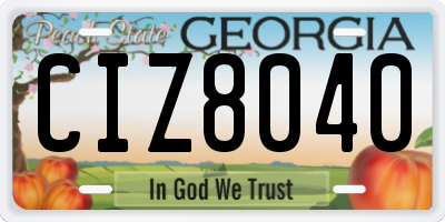 GA license plate CIZ8040