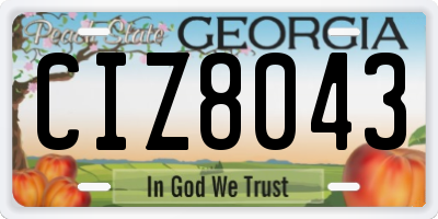 GA license plate CIZ8043